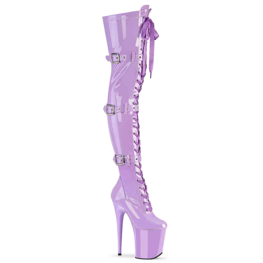 Pleaser - FLAMINGO-3028 Plattform Overknee Stiefel - Lila